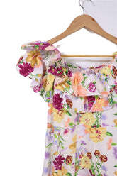 שמלה אופשולדרס לבנה פרחונית-XS-S